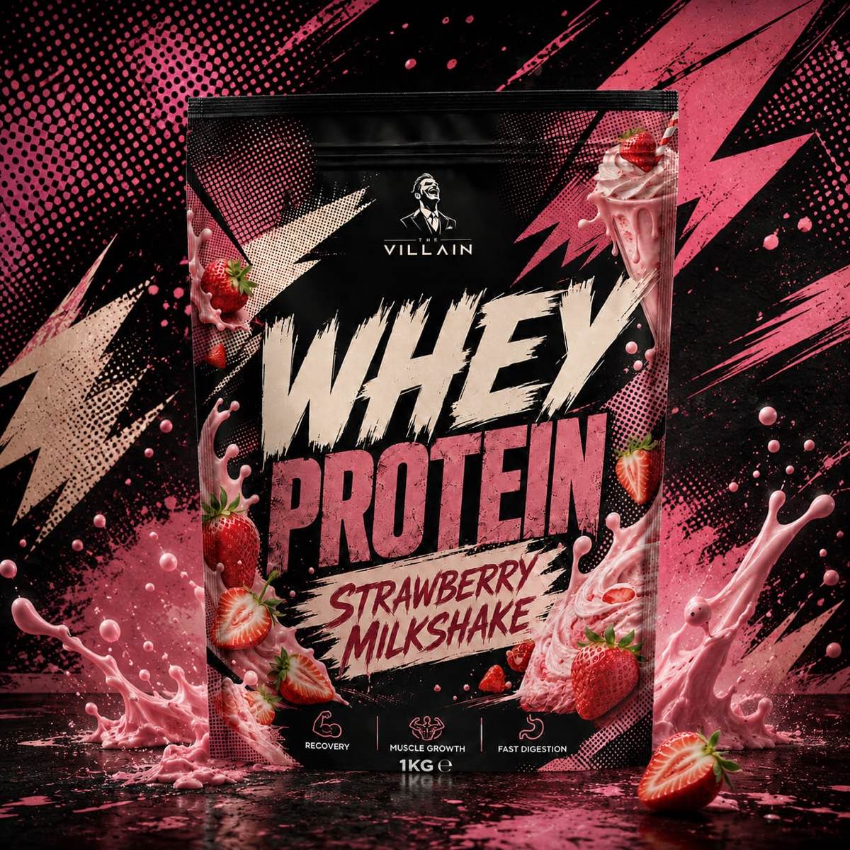 WHEY PROTEIN · Strawberry Milkshake
